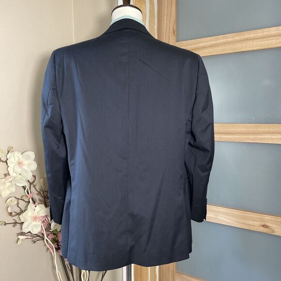 Jack Victor Elite Striped Wool Blazer Blue Two Button Men's Size 44R - Picture 7 of 14